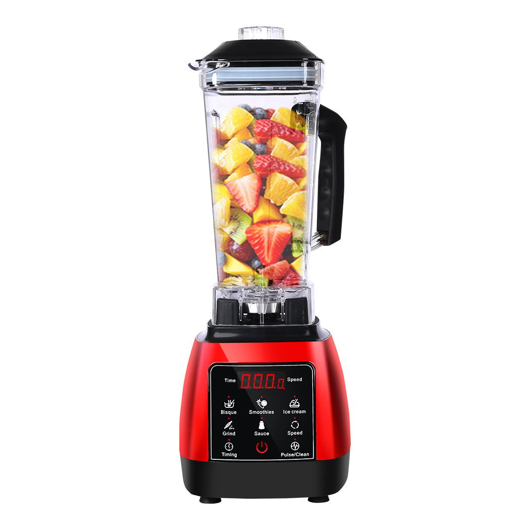 2L Commercial Blender Mixer Food Processor Kitchen Juicer Smoothie Ice Crush Red - image2