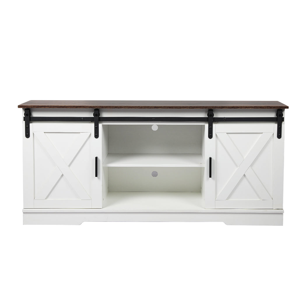 Levede TV Cabinet Entertainment Unit Stand Wooden Table Sliding Barn Door - image2