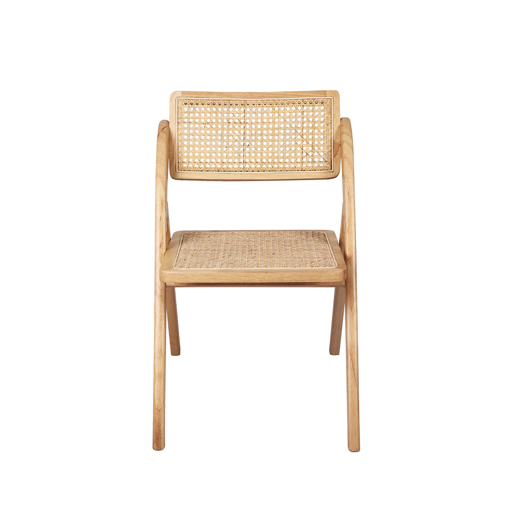 Foldable Single Deck Chair Solid Wood Rubberwood Rattan Lounge Seat - image3