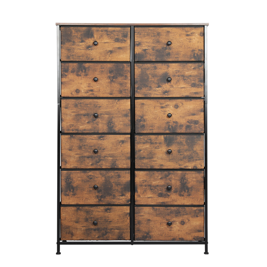 Levede Storage Cabinet Tower Chest of Drawers Dresser Tallboy Drawer Retro Brown - image2