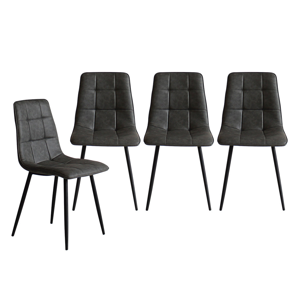 4x Dining Chairs Kitchen Table Chair Lounge Room Padded Seat PU Leather - image2