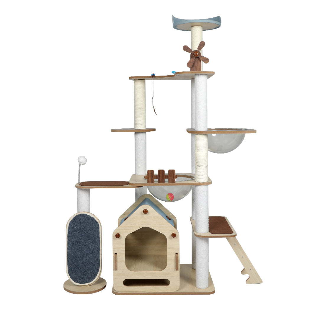 PaWz Cat Tree Scratching Post Scratcher Cats Tower Wood Condo Toys House 168cm - image2