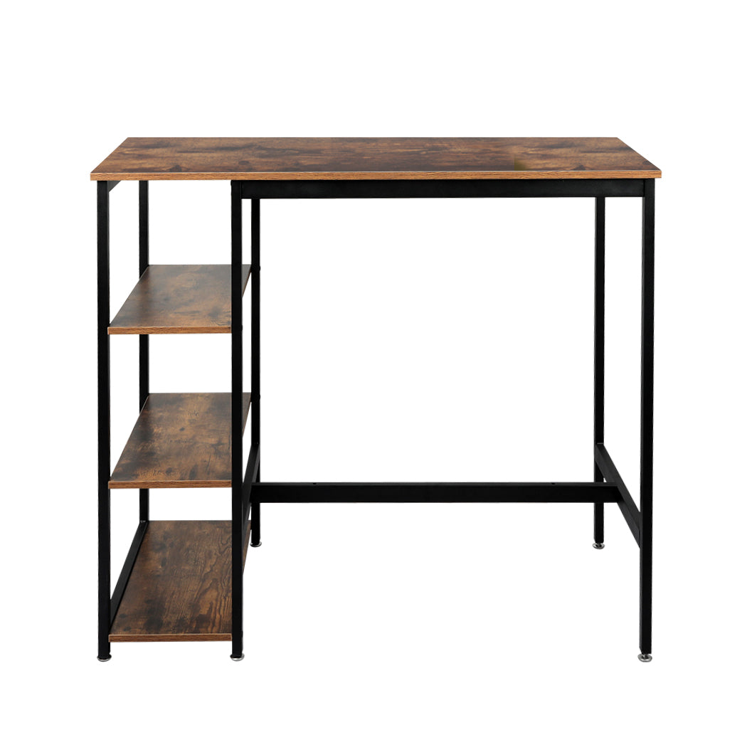 Levede High Bar Table Pub Industrial 3-Tier Storage Shelf Wooden Cafe 110CMX60CM - image2