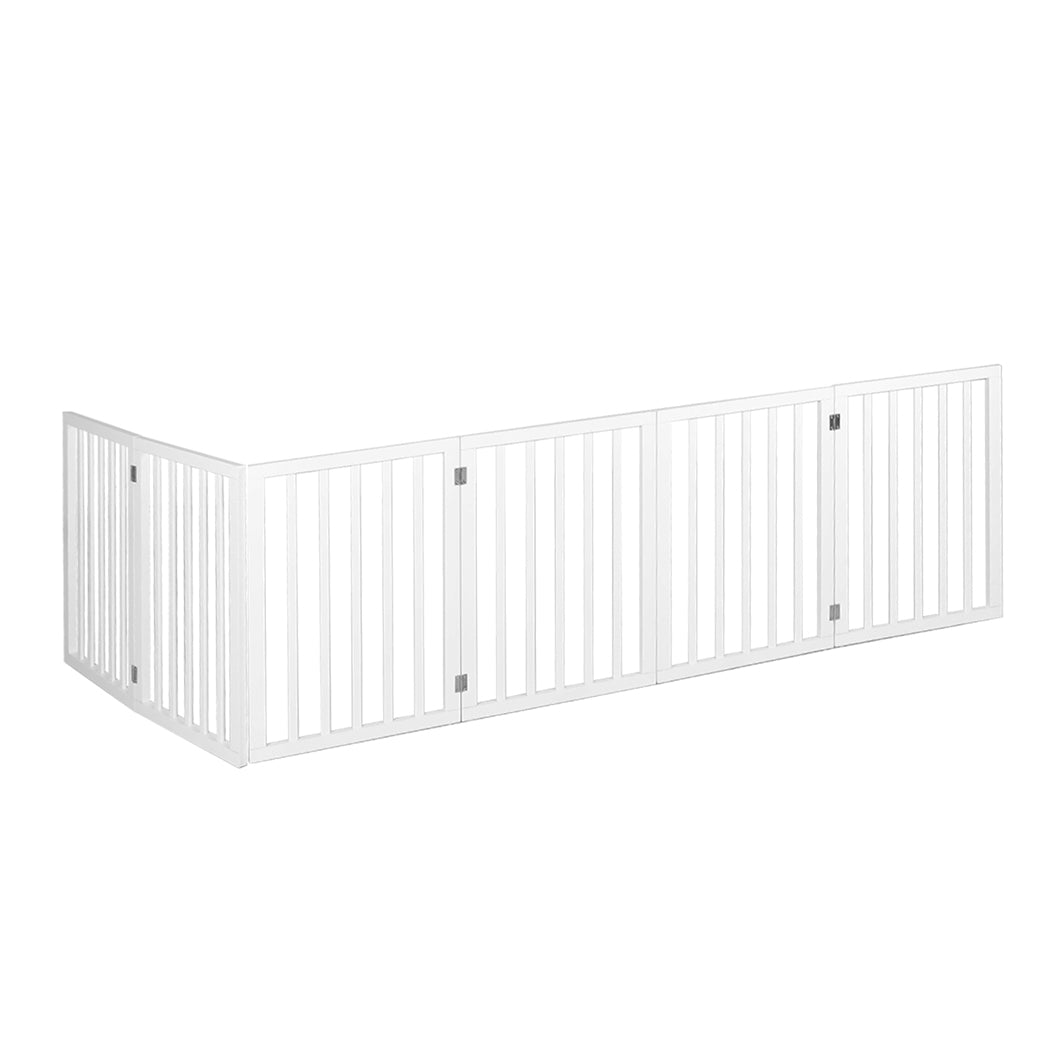 PaWz Wooden Pet Gate Dog Fence Safety Stair Barrier Security Door 6 Panels White - image2