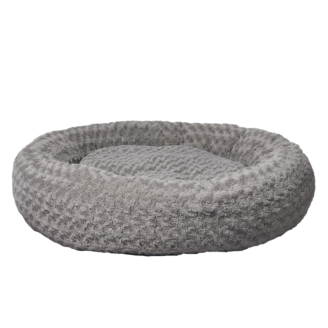 Calming Dog Bed Warm Soft Plush Sofa Pet Cat Cave Washable Portable Grey XL - image4