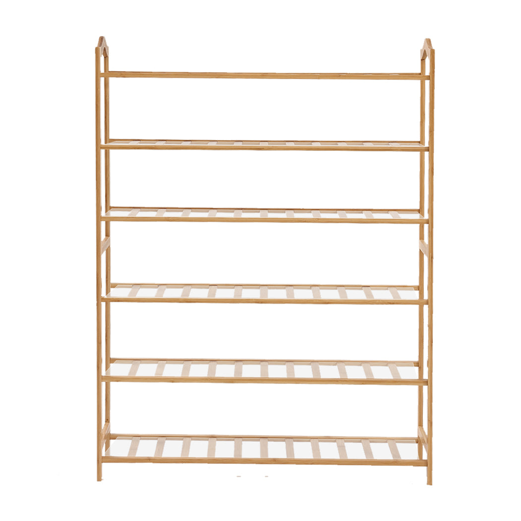 Levede Bamboo Shoe Rack Storage Wooden Organizer Shelf Stand 5 Tiers Layers 70cm - image2