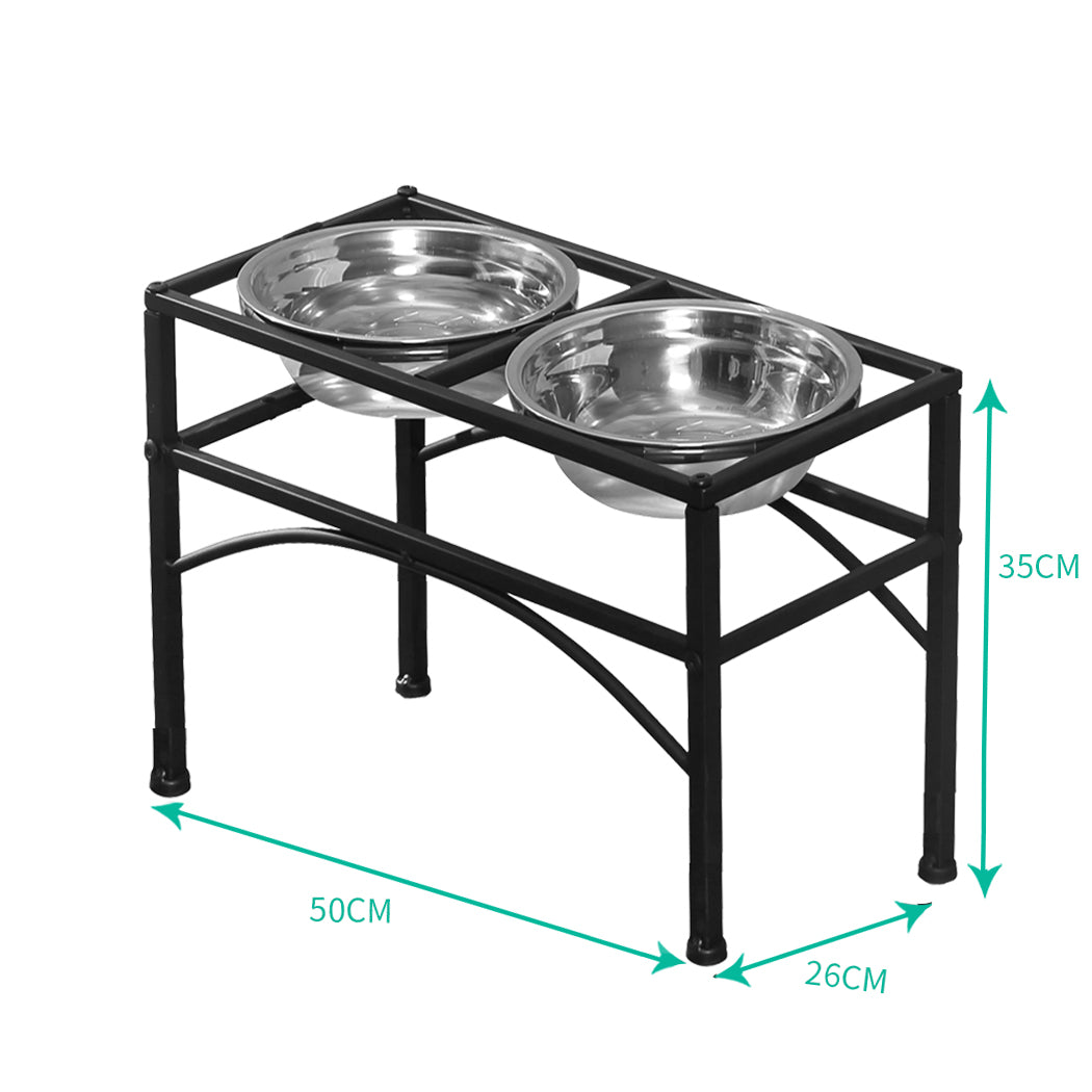 Dual Elevated Raised Pet Dog Puppy Feeder Bowl Stainless Steel Food Water Stand - image3