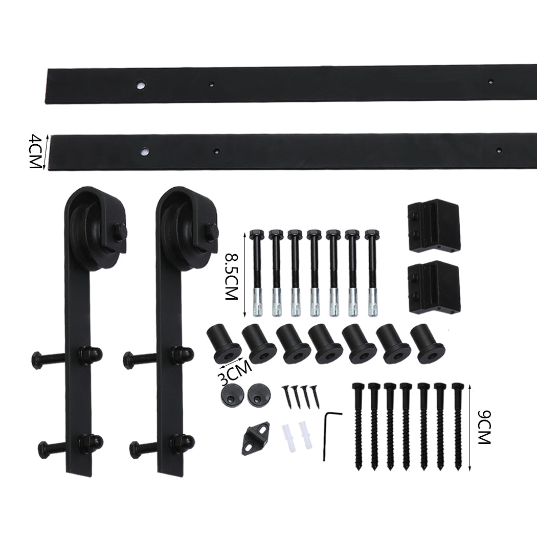 3M Antique Classic Style Double Sliding Barn Door Hardware Track Roller Kit - image3