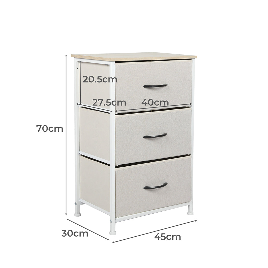 Levede Storage Cabinet Tower Chest of Drawers Dresser Tallboy 9 Drawer Beige - image3