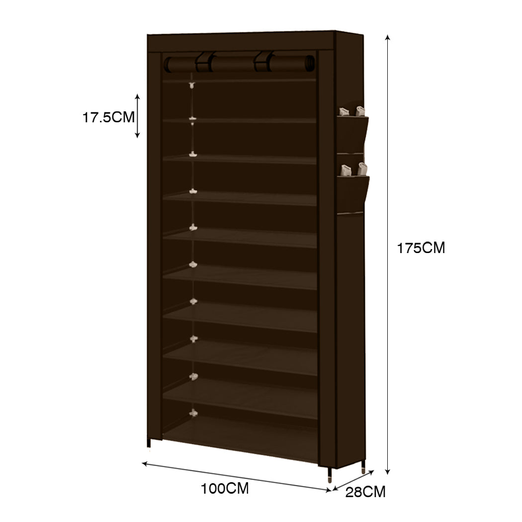 2XShoe Rack Storage Cabinet Cube DIY Organiser 10 Tier Organizer Brown - image3