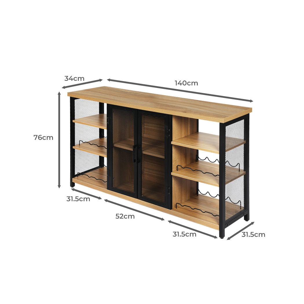 Levede Industrial Bar Cabinet Wine Rack Steamrack Glasses Farmhouse Adjustable - image3