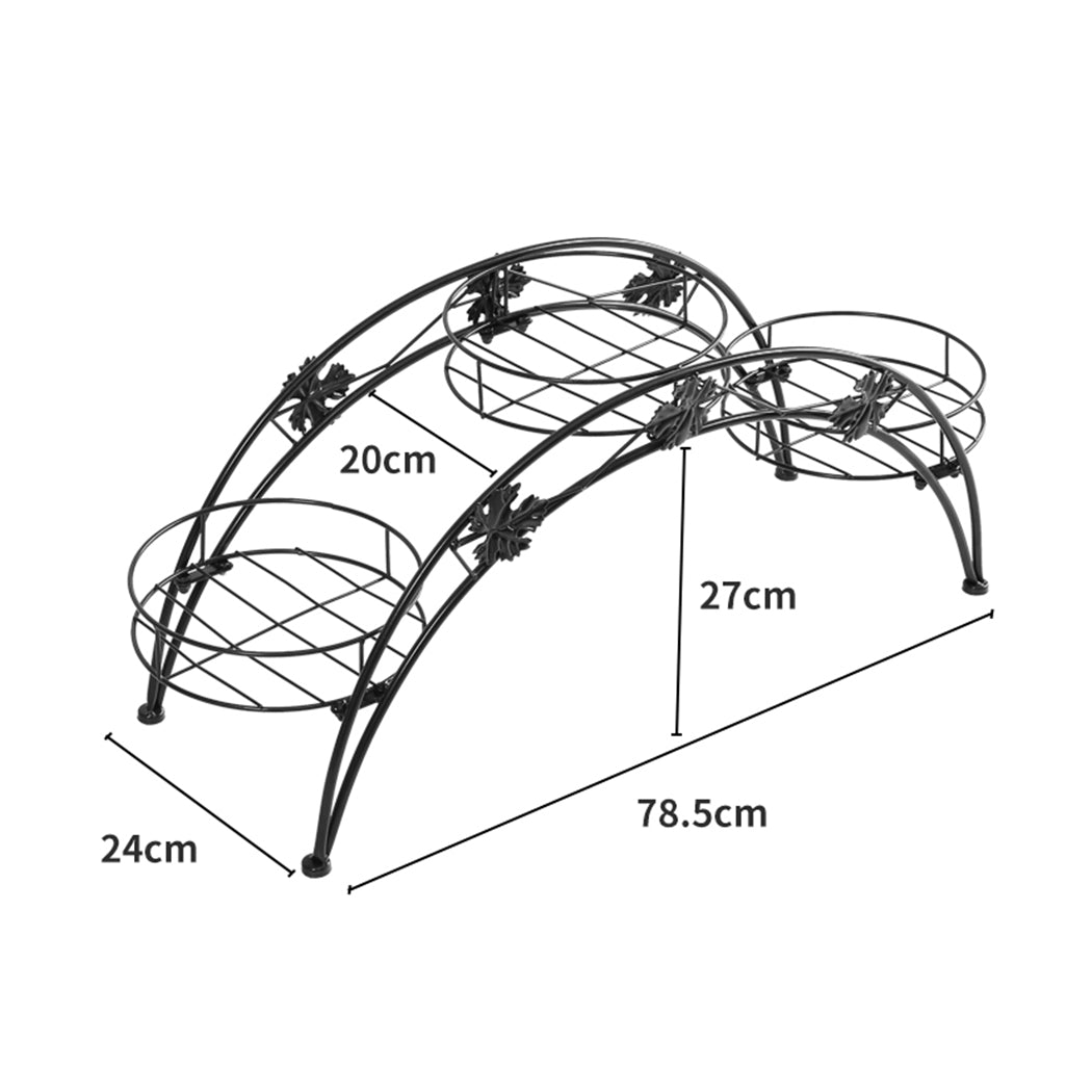 2X Plant Stand Outdoor Indoor Metal Black Flower Pot Shelf Garden Corner Shelves - image4