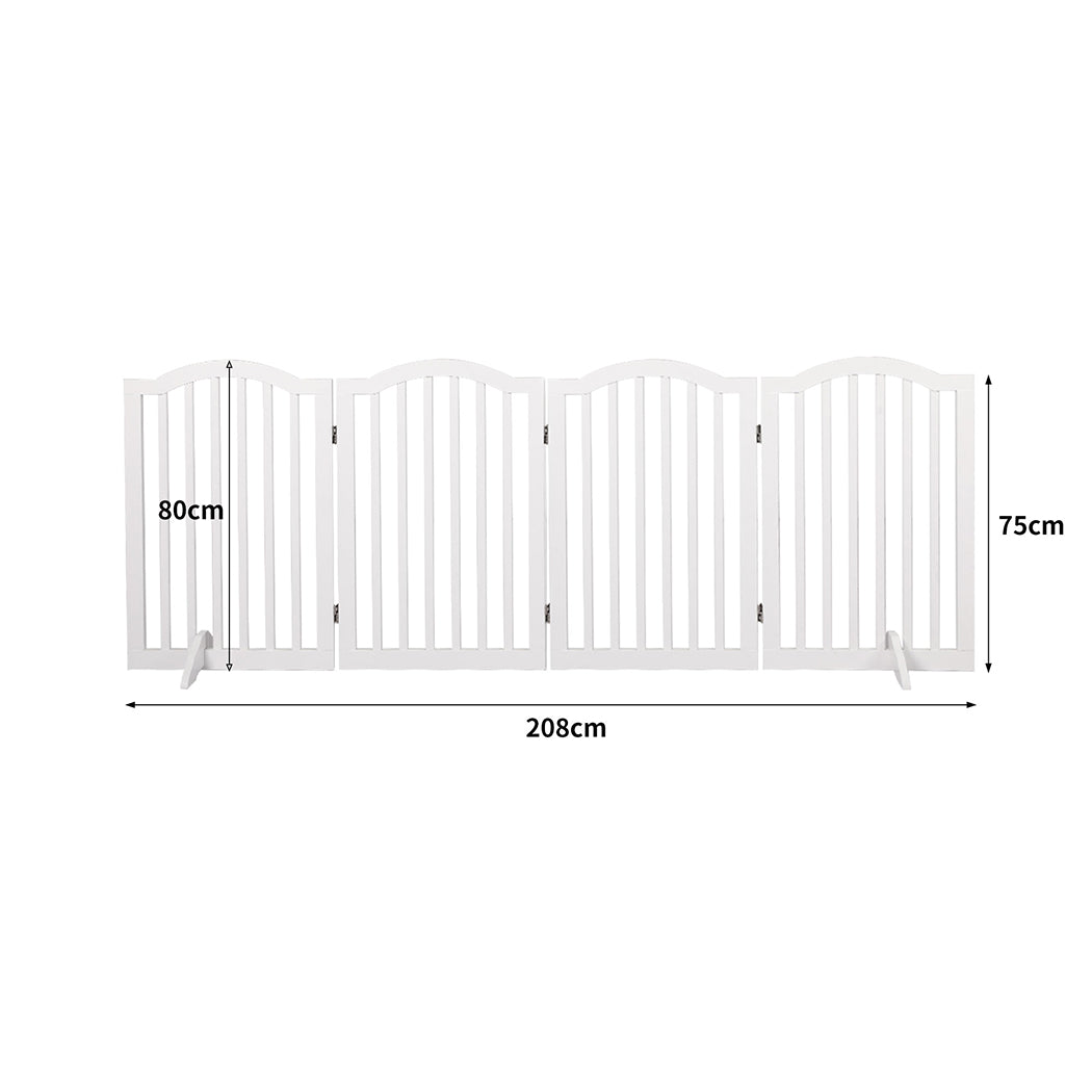 PaWz Wooden Pet Gate Dog Fence Safety Stair Barrier Security Door 4 Panels White - image3