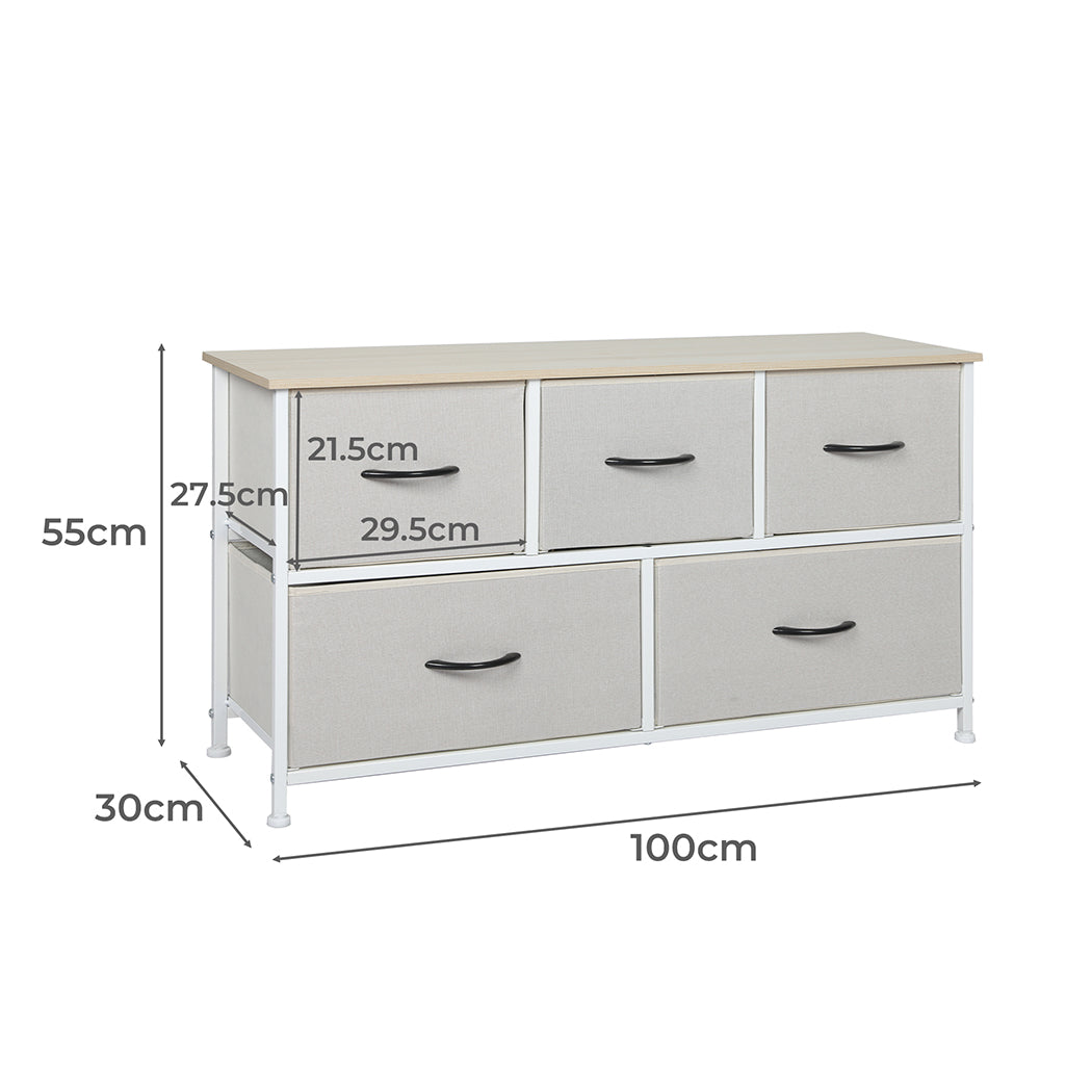 Levede Storage Cabinet Tower Chest of Drawers Dresser Tallboy 6 Drawer Beige - image3