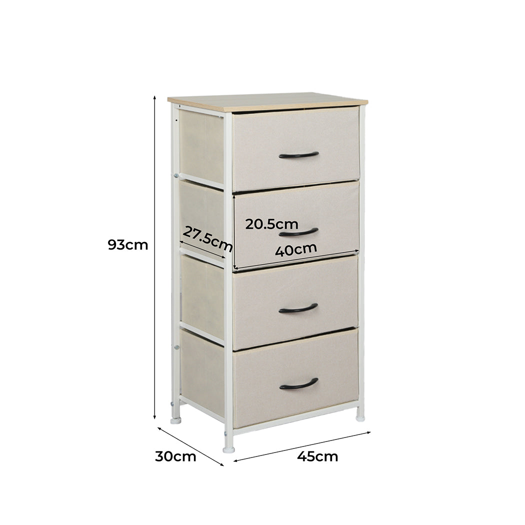 Levede Storage Cabinet Tower Chest of Drawers Dresser Tallboy 8 Drawer Beige - image3