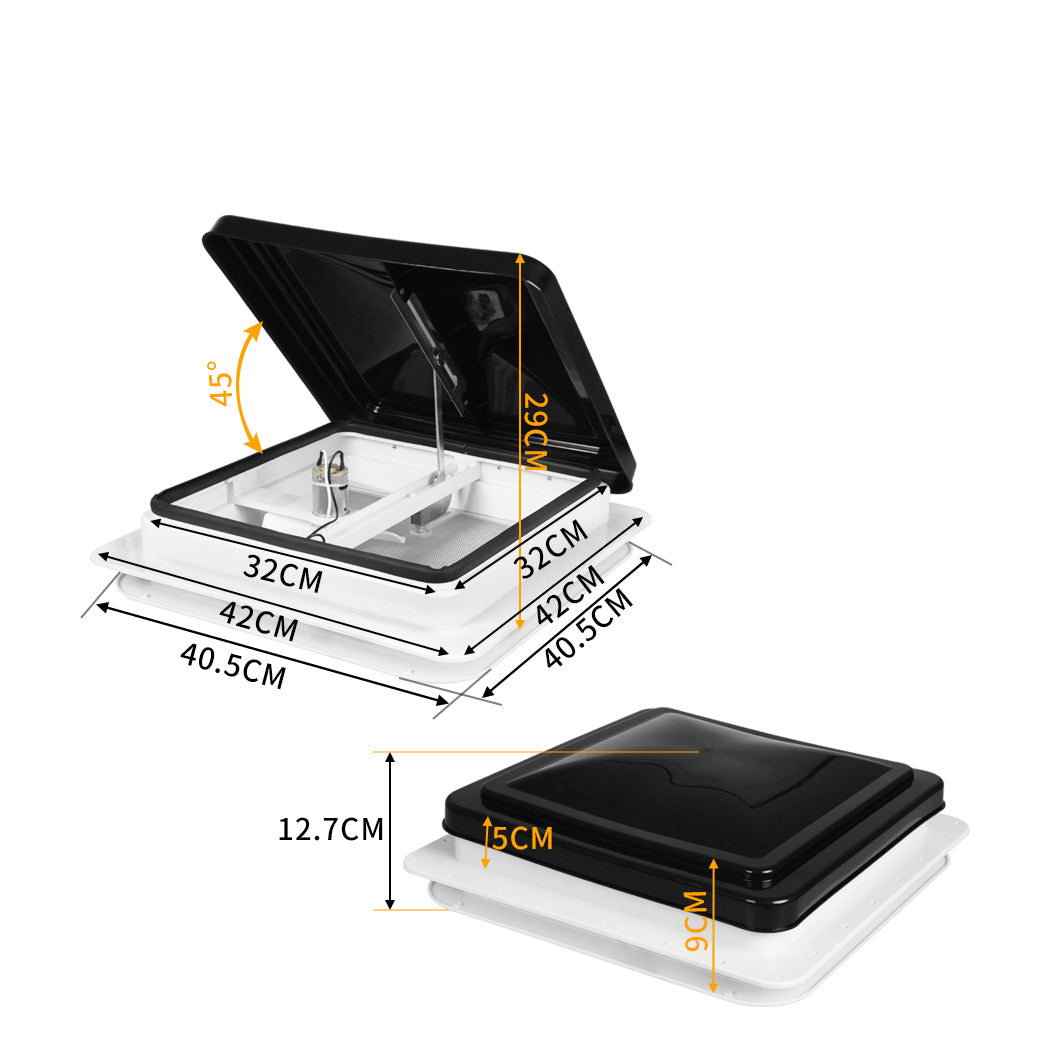 Manan Caravan RV Roof Vent Fan 12V Shower Hatch 355x355mm Flyscreen Motor Home - image3