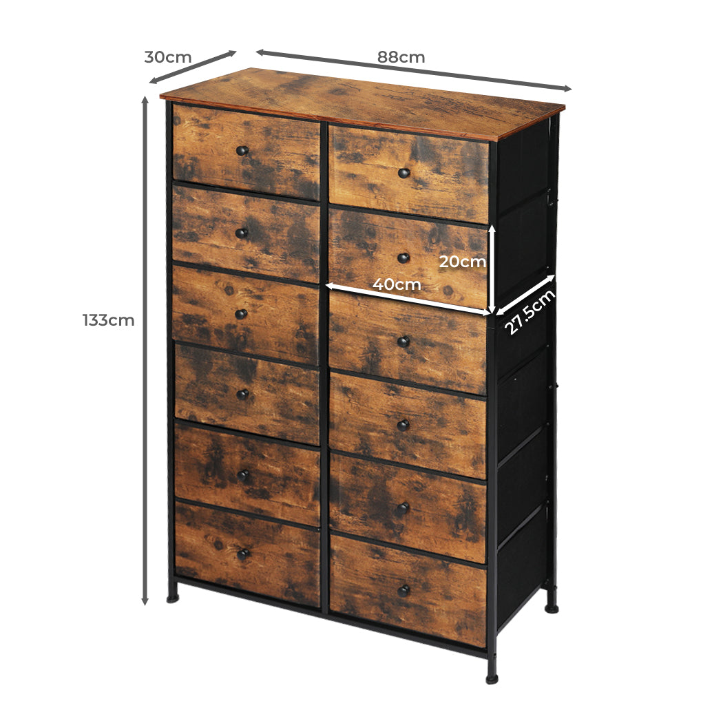 Levede Storage Cabinet Tower Chest of Drawers Dresser Tallboy Drawer Retro Brown - image3
