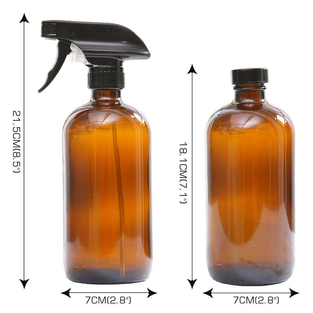 4x 500ml Amber Glass Spray Bottles Trigger Water Sprayer Aromatherapy Dispenser - image3