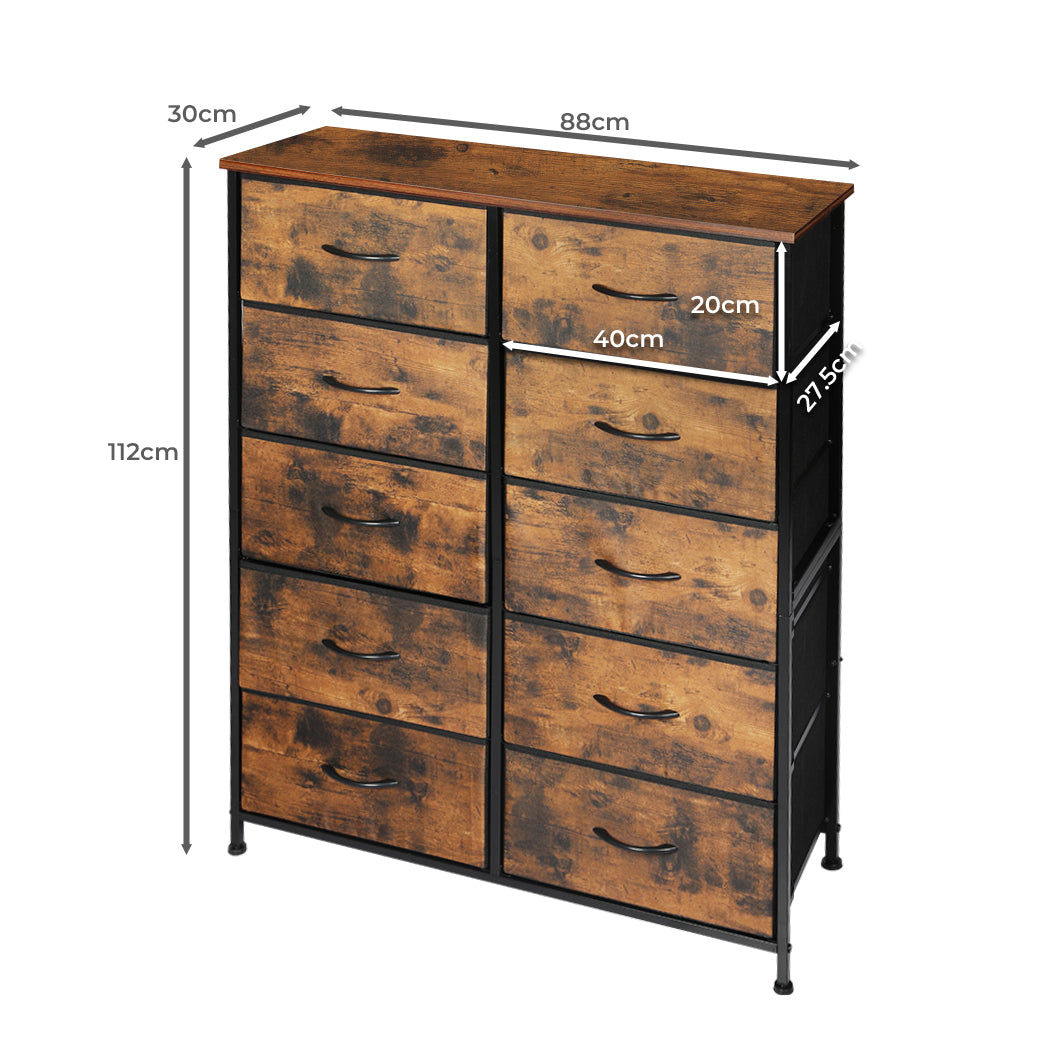 Levede Storage Cabinet Tower Chest of Drawers Dresser Tallboy Drawer Retro Brown - image3