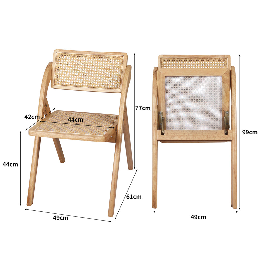 Foldable Single Deck Chair Solid Wood Rubberwood Rattan Lounge Seat - image5