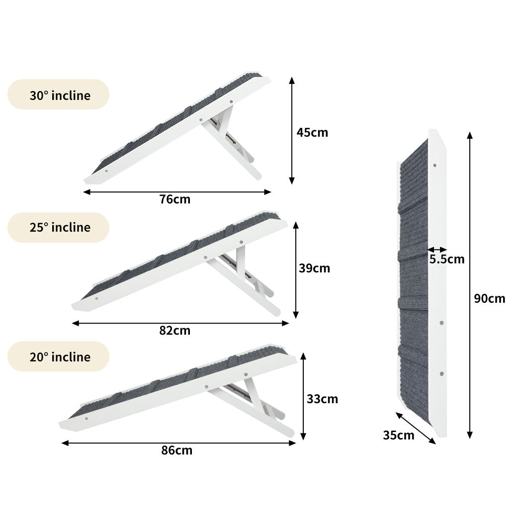 PaWz Adjustable Dog Ramp Height Stair For Bed Sofa Cat Dogs Folding Portable - image3