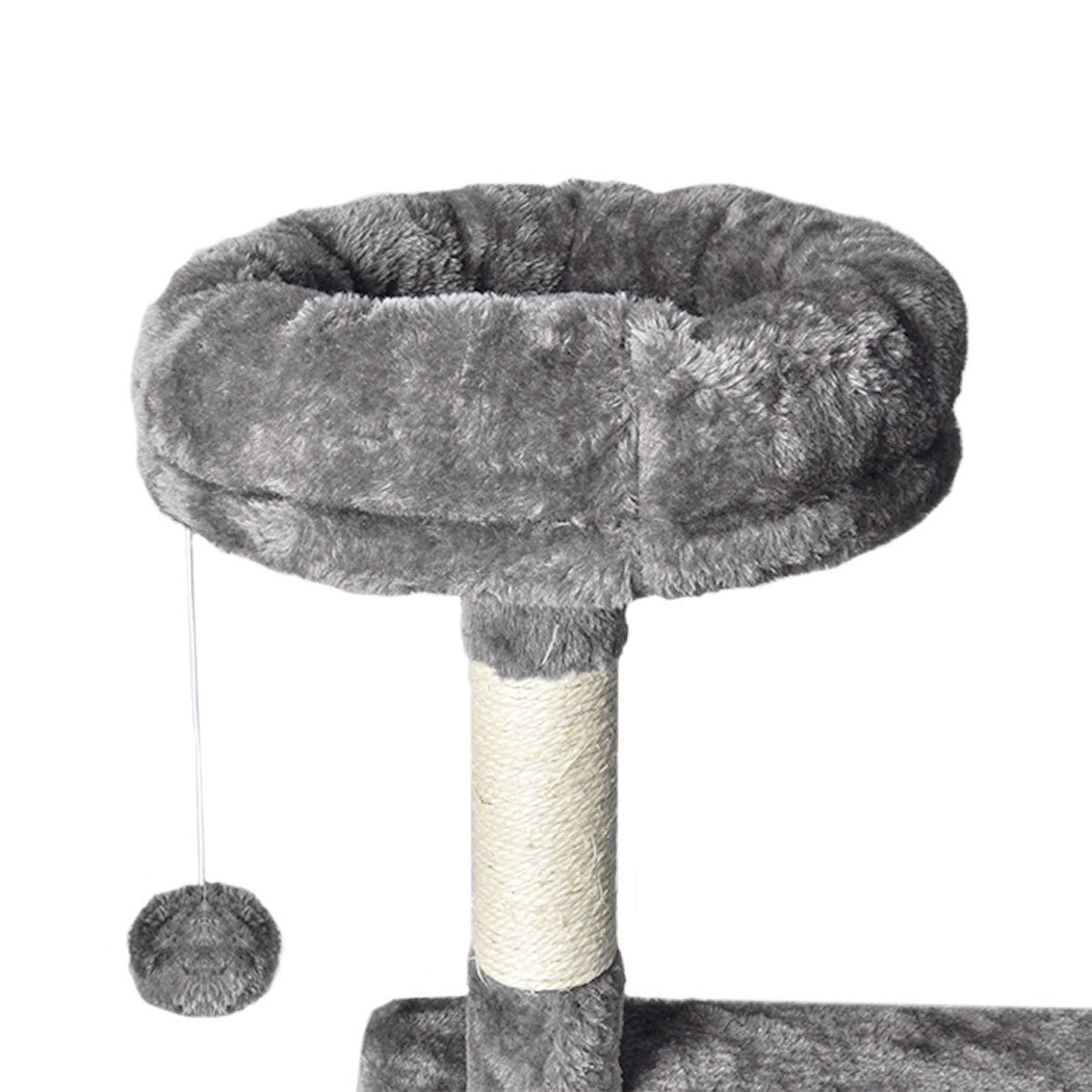 PaWz Cat Tree Toy Scratching Post Scratcher Tower Condo Wooden House Grey 130cm - image5