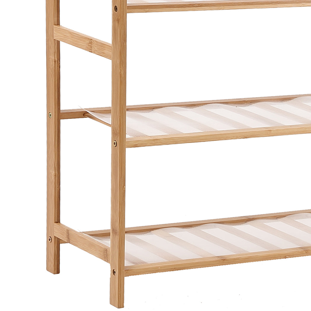 Levede Bamboo Shoe Rack Storage Wooden Organizer Shelf Stand 5 Tiers Layers 70cm - image5