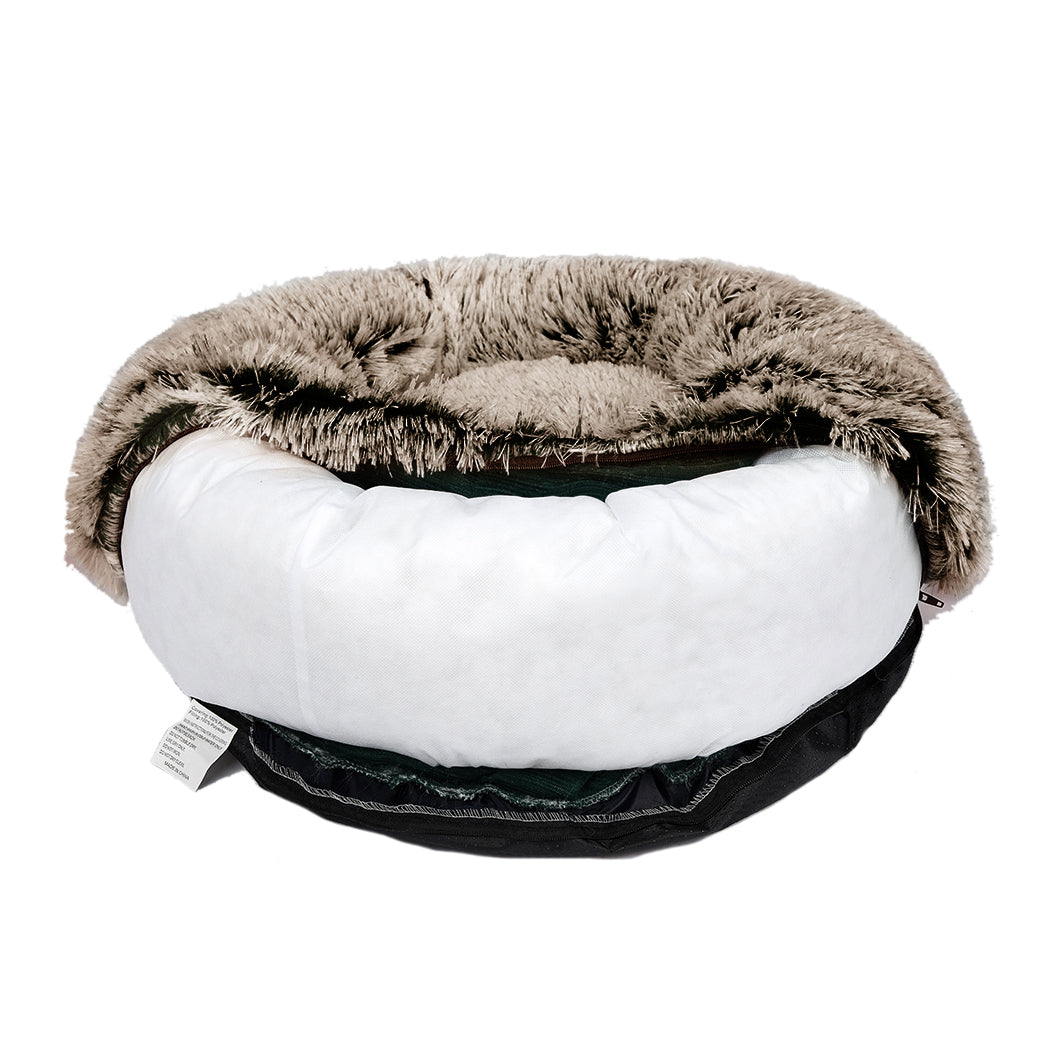 PaWz Pet Bed Cat Dog Donut Nest Calming Mat Soft Plush Kennel Brown Size XL - image6