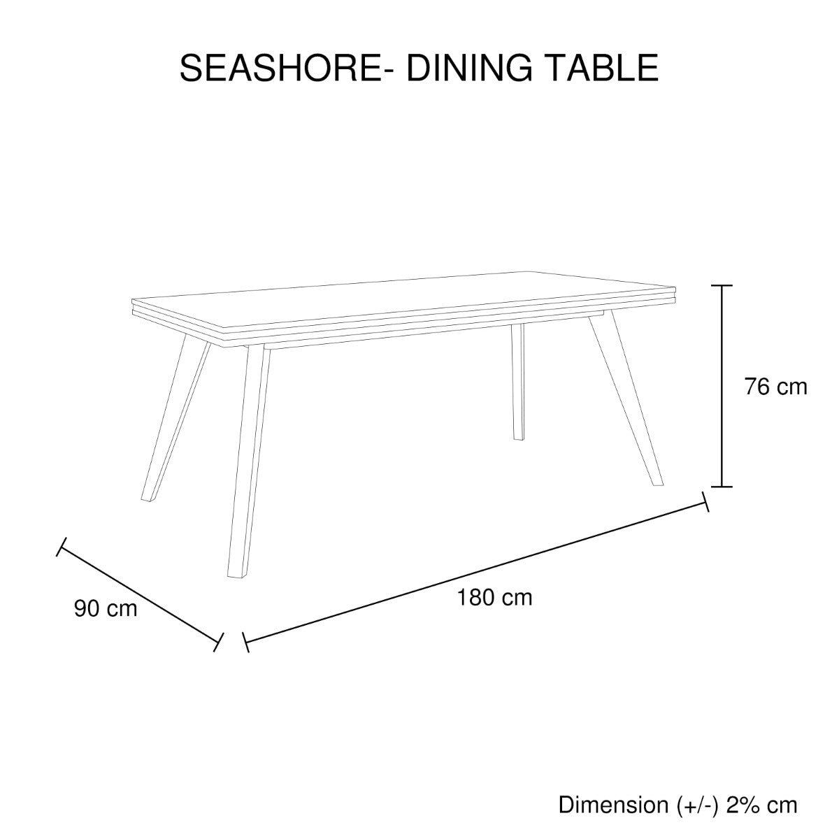 Dining Table 180cm Medium Size Solid Acacia Wooden Frame in Silver Brush Colour - image5