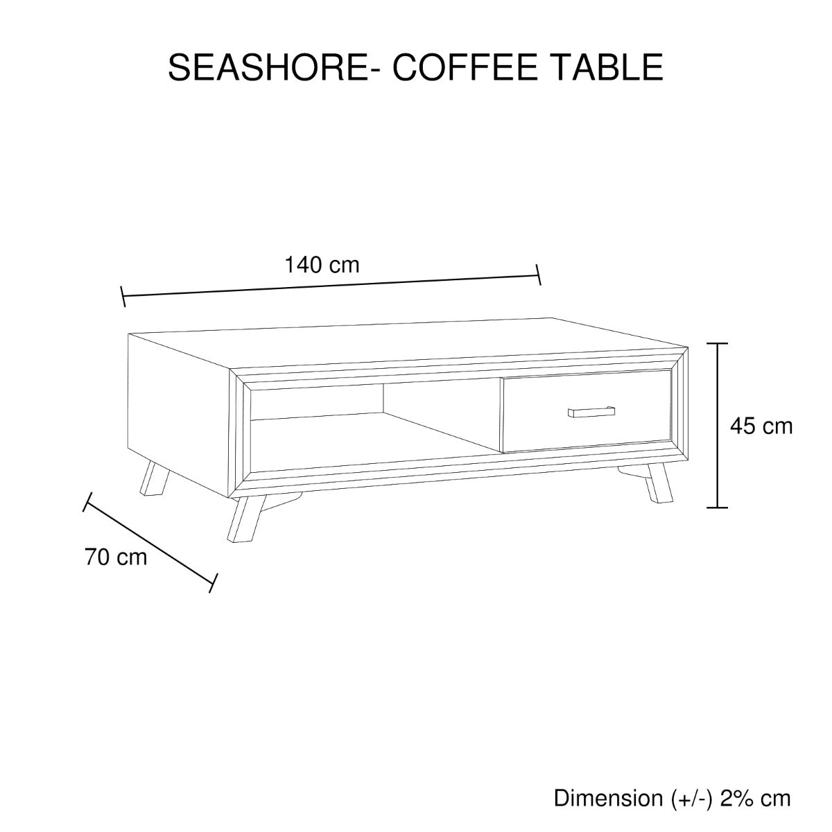 Seashore Coffee Table 2 Drawers - image6