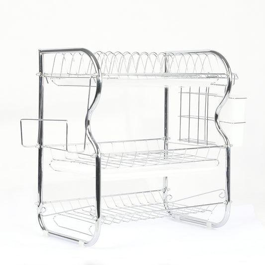 3 Tier Stainless Steel Dish Rack Drainer Tray Kitchen Storage Cup Cutlery Holder - image1