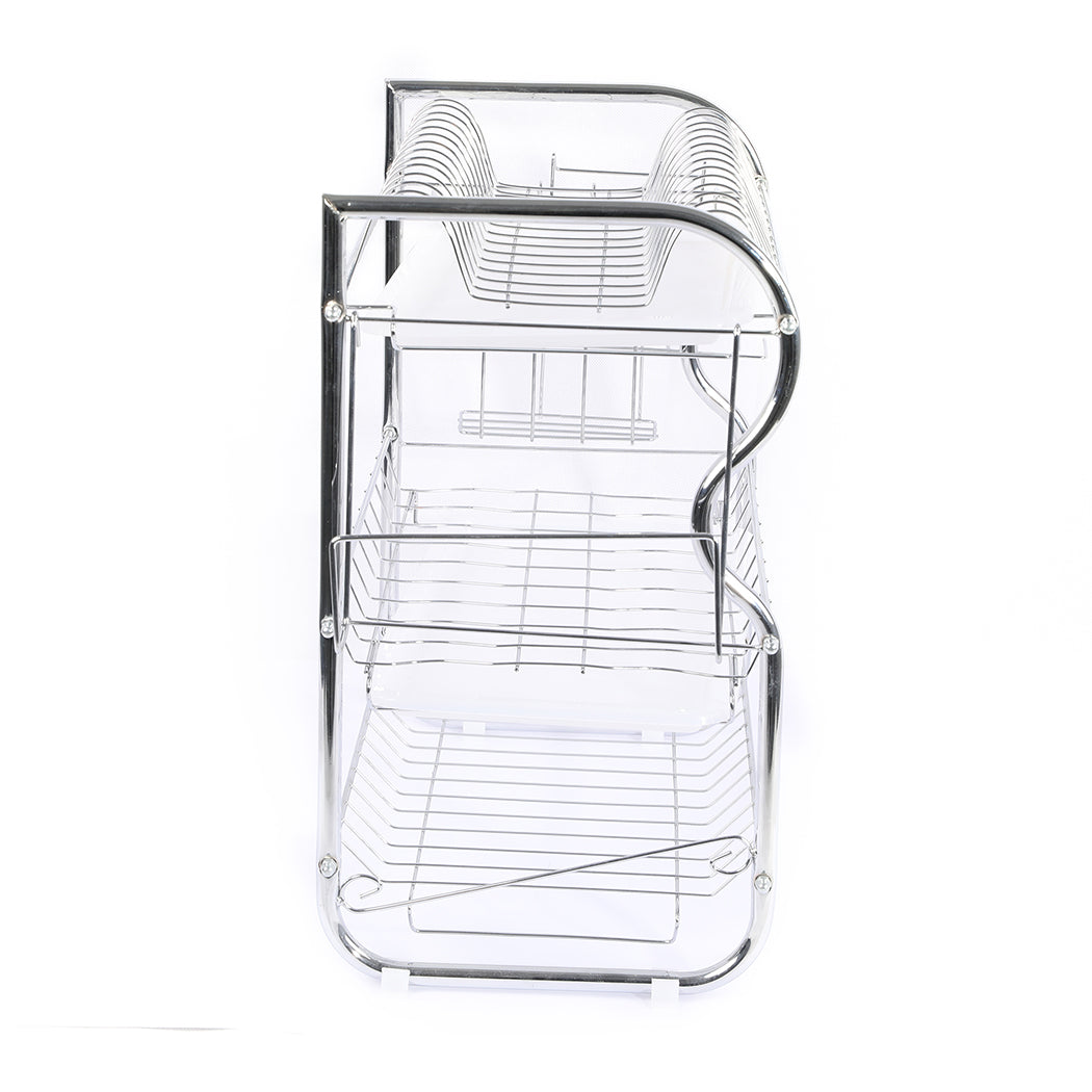 3 Tier Stainless Steel Dish Rack Drainer Tray Kitchen Storage Cup Cutlery Holder - image4