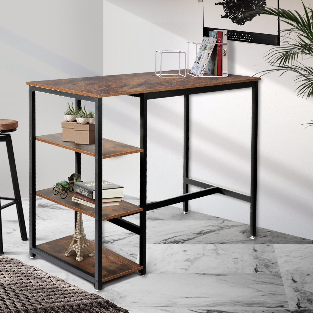 Levede High Bar Table Pub Industrial 3-Tier Storage Shelf Wooden Cafe 110CMX60CM - image7