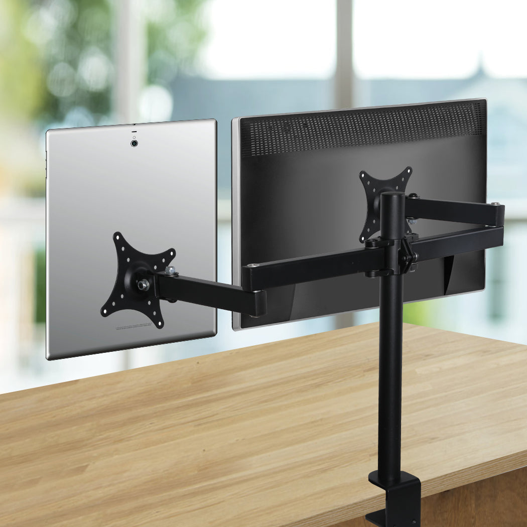 Dual HD LED Desk Mount Monitor Stand 2 Arm Display Bracket LCD Screen TV Holder - image7