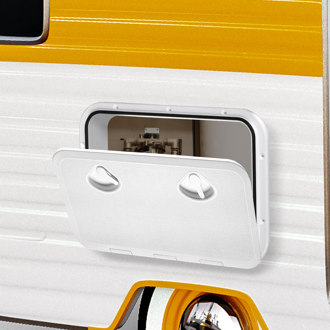 Manan Access Hatch White Lid Locked Caravan Storage Boat RV Camper 440x315mm - image13