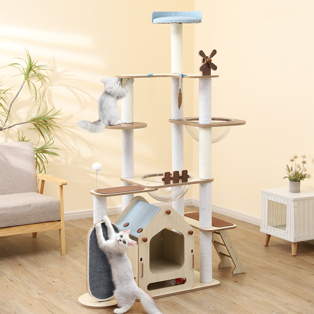 PaWz Cat Tree Scratching Post Scratcher Cats Tower Wood Condo Toys House 168cm - image7