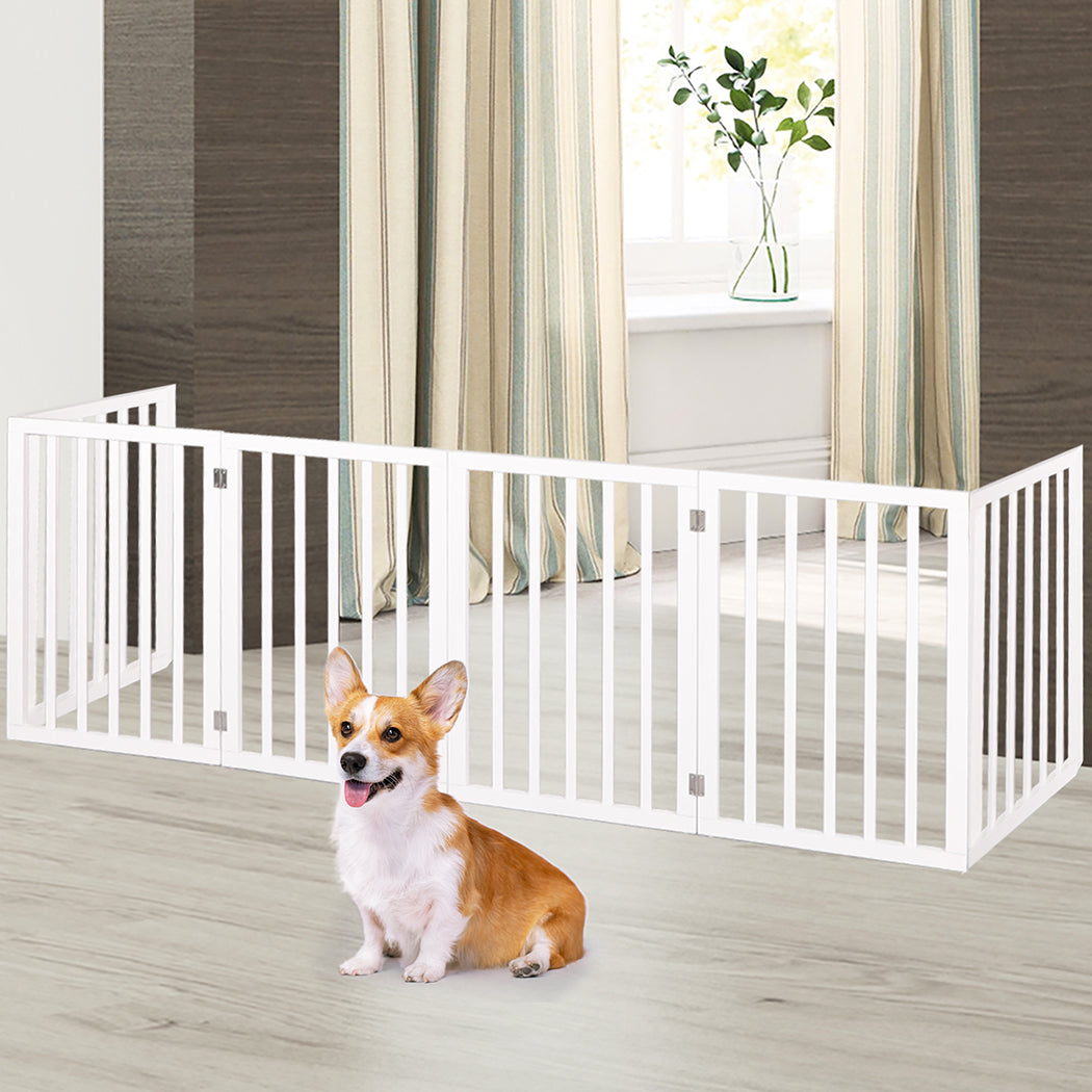 PaWz Wooden Pet Gate Dog Fence Safety Stair Barrier Security Door 6 Panels White - image7