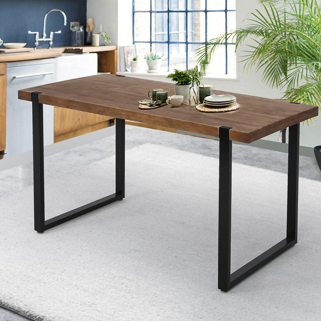 Levede Dining Table Industrial Wooden Metal Kitchen Tables Cafe Restaurant 140cm - image7