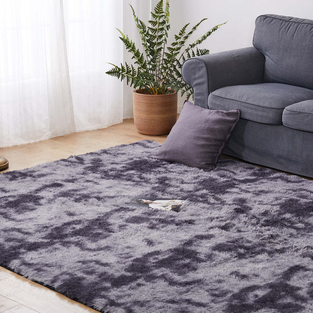Floor Rug Shaggy Rugs Soft Large Carpet Area Tie-dyed Midnight City 160x230cm - image7