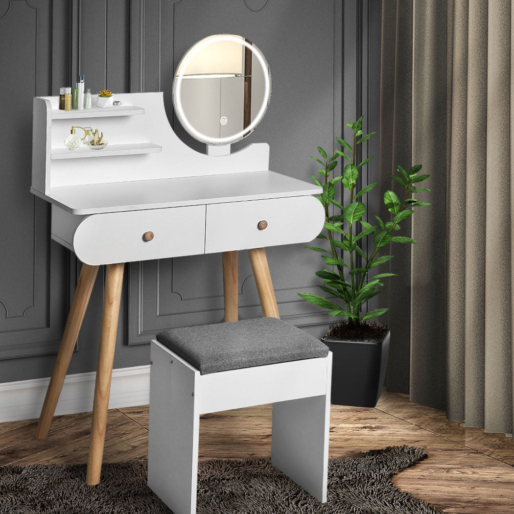 Dressing Table Stool LED Mirror Jewellery Cabinet Makeup Storage 3 Colour - image7