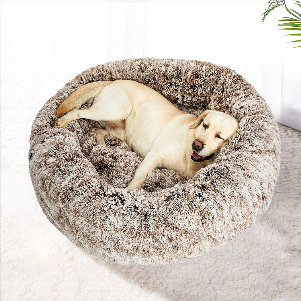 PaWz Pet Bed Cat Dog Donut Nest Calming Mat Soft Plush Kennel Brown Size XL - image7