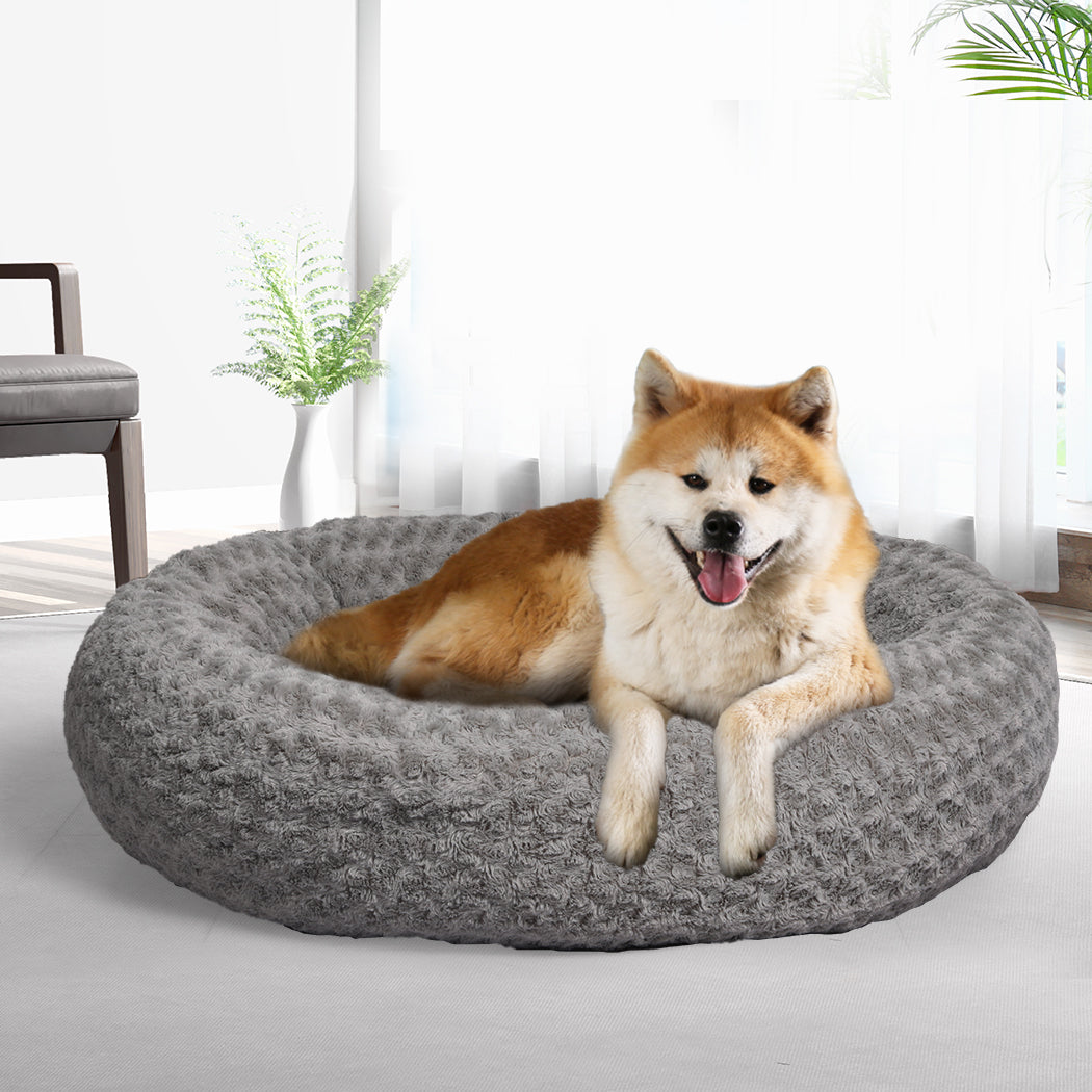 Calming Dog Bed Warm Soft Plush Sofa Pet Cat Cave Washable Portable Grey XL - image13