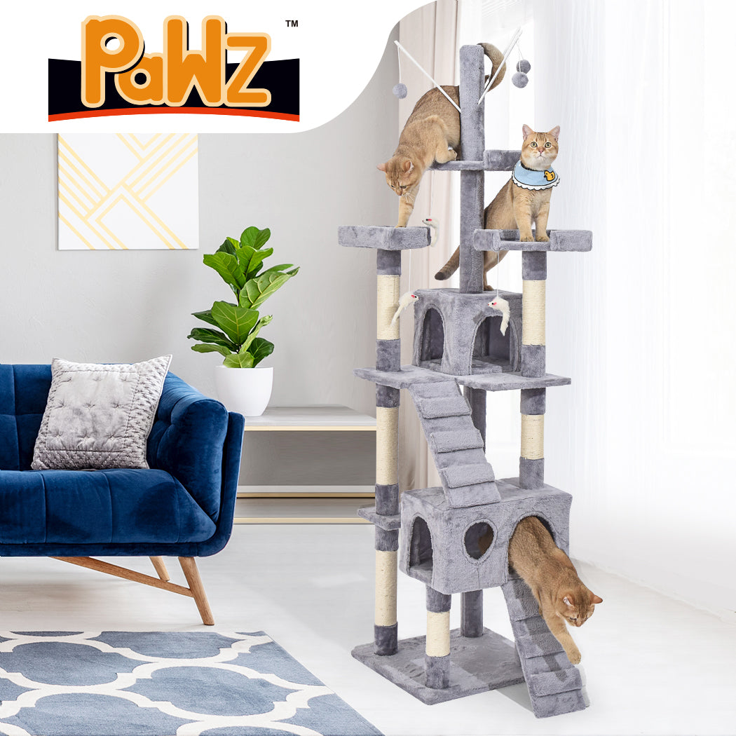 2.1M Cat Scratching Post Tree Gym House Condo Furniture Scratcher Tower - image7