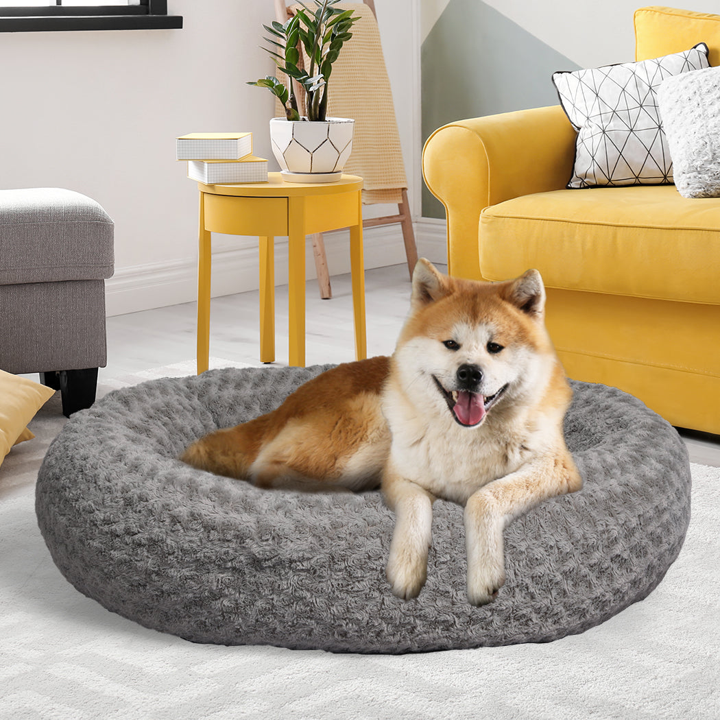 Calming Dog Bed Warm Soft Plush Sofa Pet Cat Cave Washable Portable Grey XL - image16