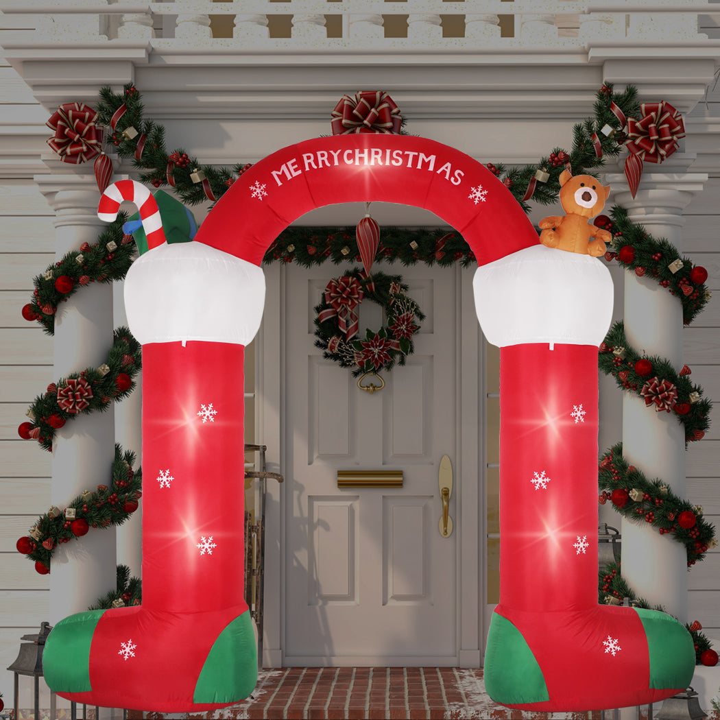 Santaco Christmas Inflatable Decor Stocking Arch 3M LED Lights Xmas Party - image8