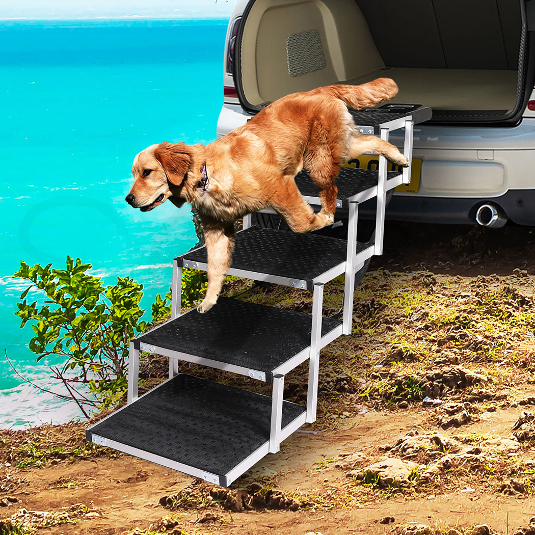 PaWz 5 Steps Dog Ramp Adjustable Height Stair Car Dog Folding Portable Aluminium - image8