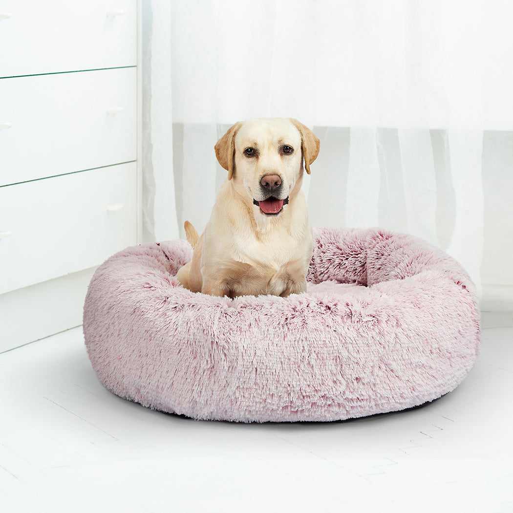 PaWz Pet Bed Cat Dog Donut Nest Calming Mat Soft Plush Kennel Pink Size XXL - image8