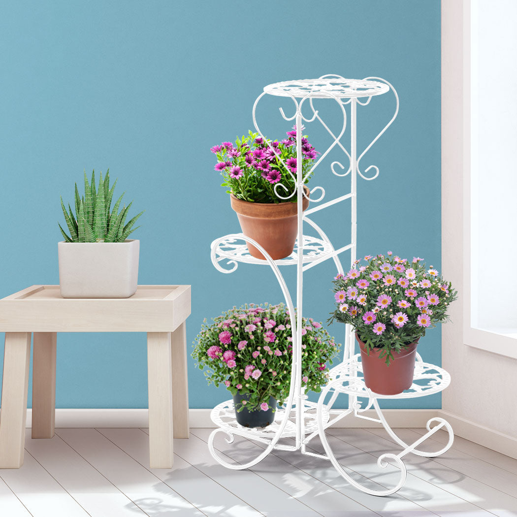 Plant Stand Outdoor Indoor Metal Flower Pots Rack Corner Planter Shelf - image8