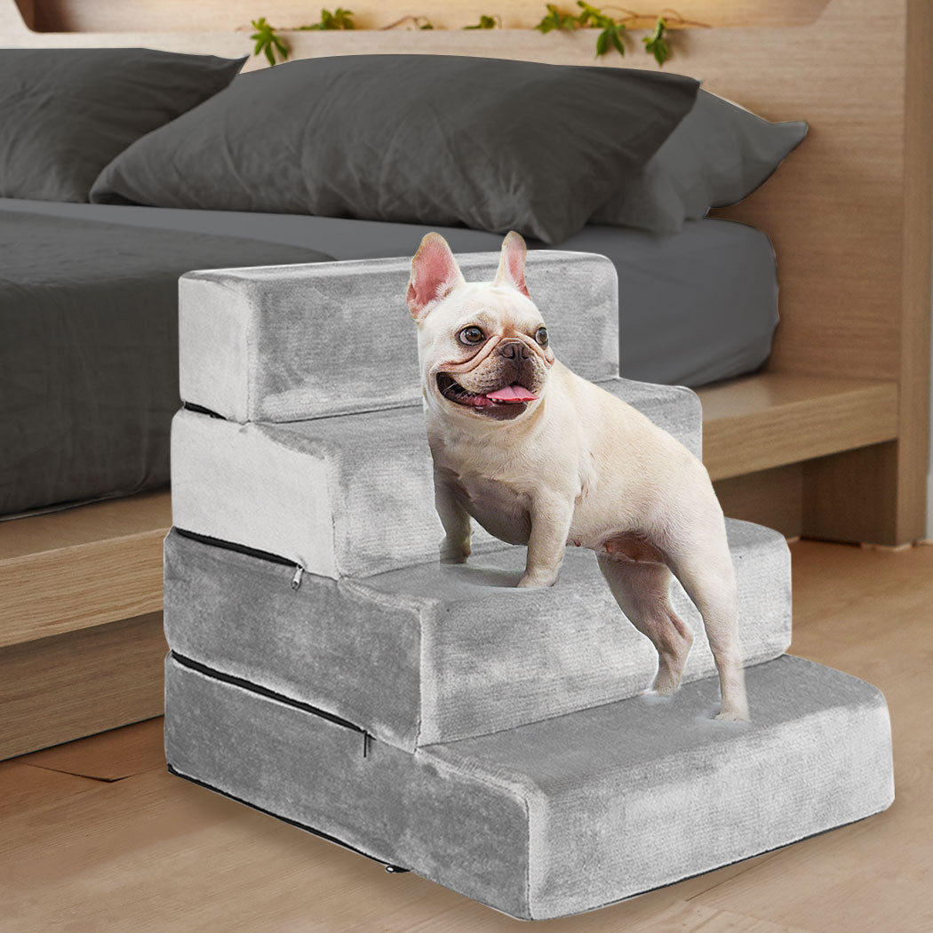 Pet Stairs 4 Steps Ramp Portable Adjustable Climbing Ladder Soft Washable XXL - image7