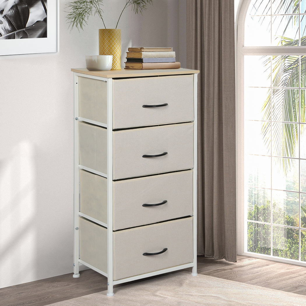 Levede Storage Cabinet Tower Chest of Drawers Dresser Tallboy 8 Drawer Beige - image7